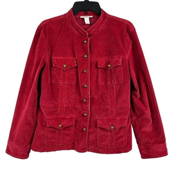 Dress Barn Jackets & Blazers - Dressbarn Womens Corduroy Jacket Red Stretch Pockets Large